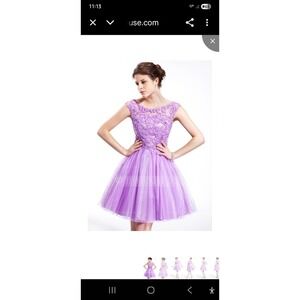 J.J.House A Line Princess Scoop Neck Homecoming Dress Lilac